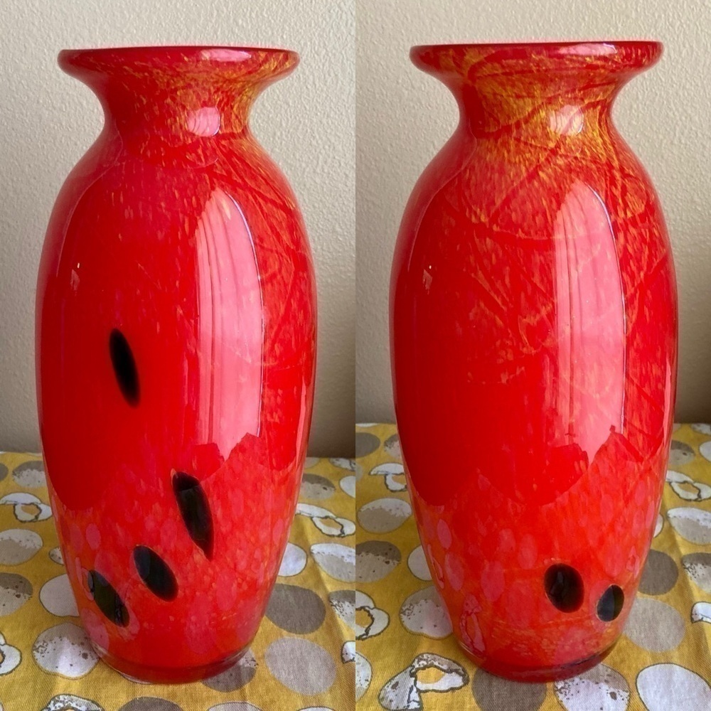 Vintage red and black spotted Murano style vase - Picture 14 of 16